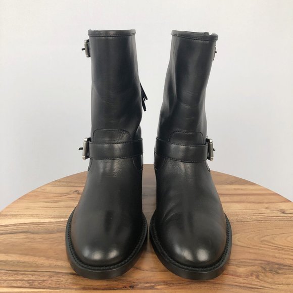 New Michael Kors Collection Ingrid Fringe Leather Moto Western Rock & Roll Boots - Picture 9 of 15